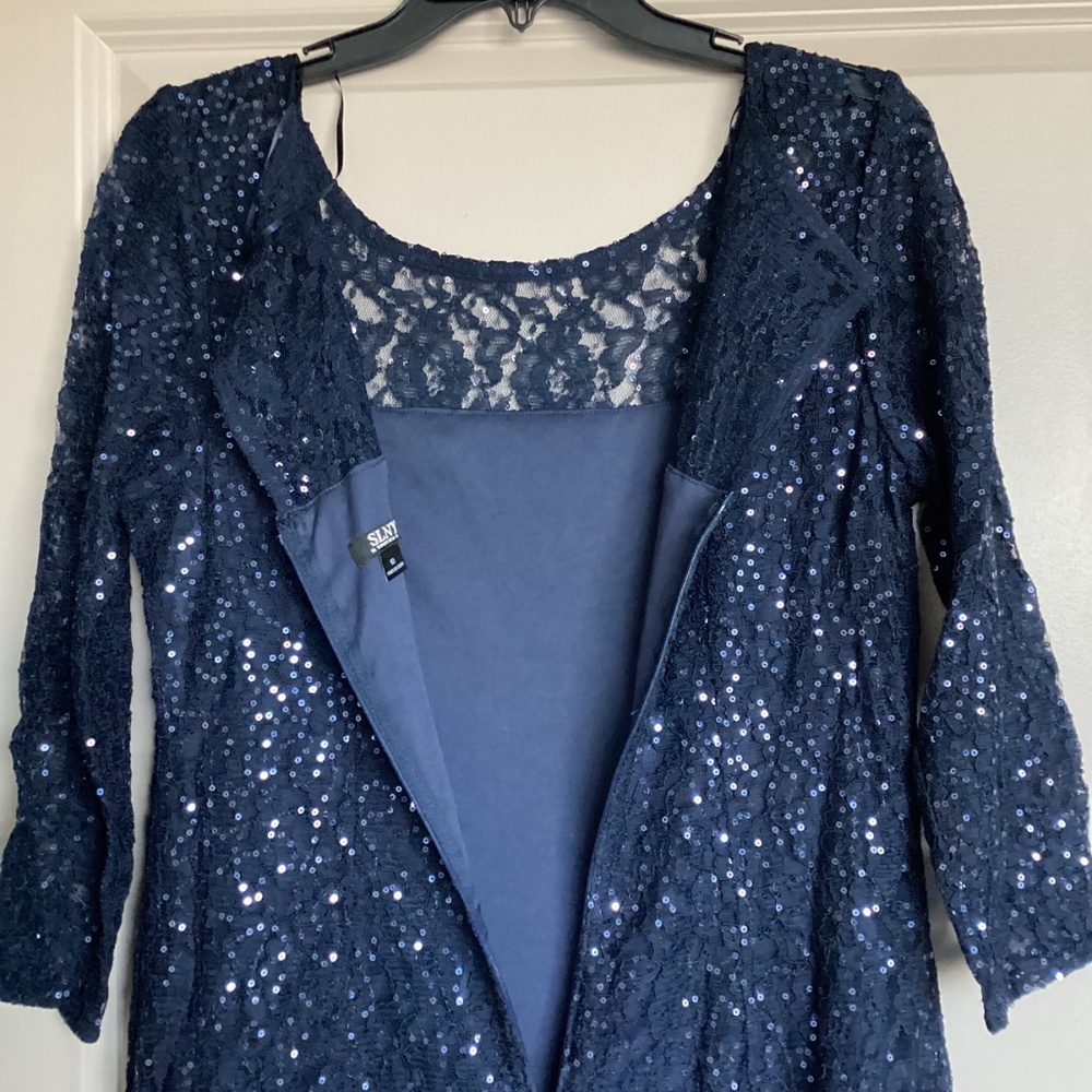 SL FASHIONS Lace Overlay Fit & Flare Midi Dress, size 10 - Picture 7 of 14